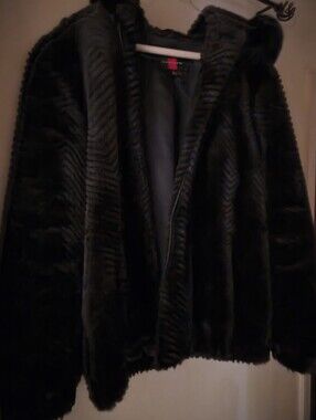 GALLERY Womens  Black Faux Fur Coat